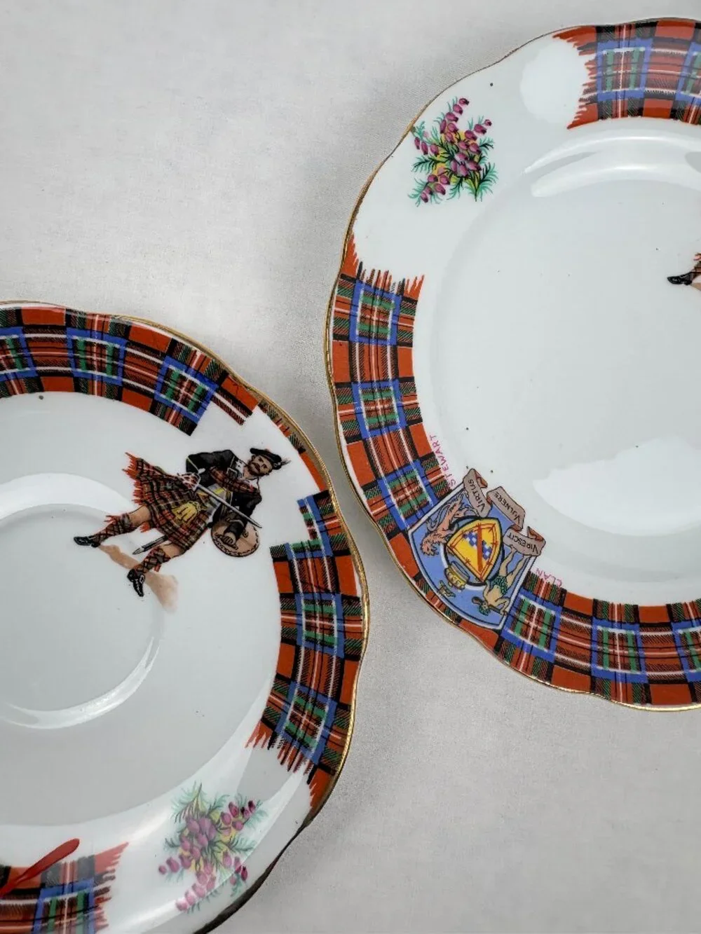 VTG Royal Standard Bonnie Scotland Clan Stewart Teacup Saucer Plate Trio Set